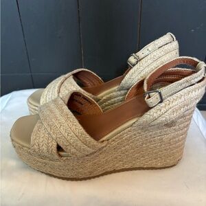 ASOS Cream Woven Wedge Sandals
